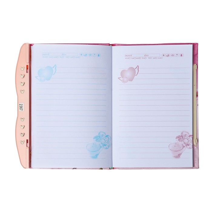 Записная книжка подарочная на замке, А6+, 48 листов, линия, "Бабочка", МИКС