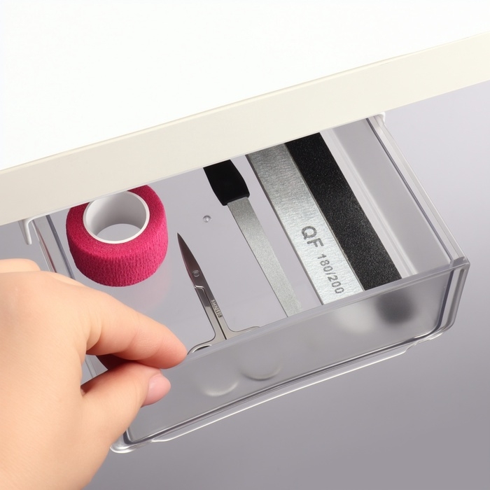 Органайзер для хранения, навесной, 1 секция, с клеевой основой, 20 &times; 17 &times; 6 см, цвет белый/прозрачный