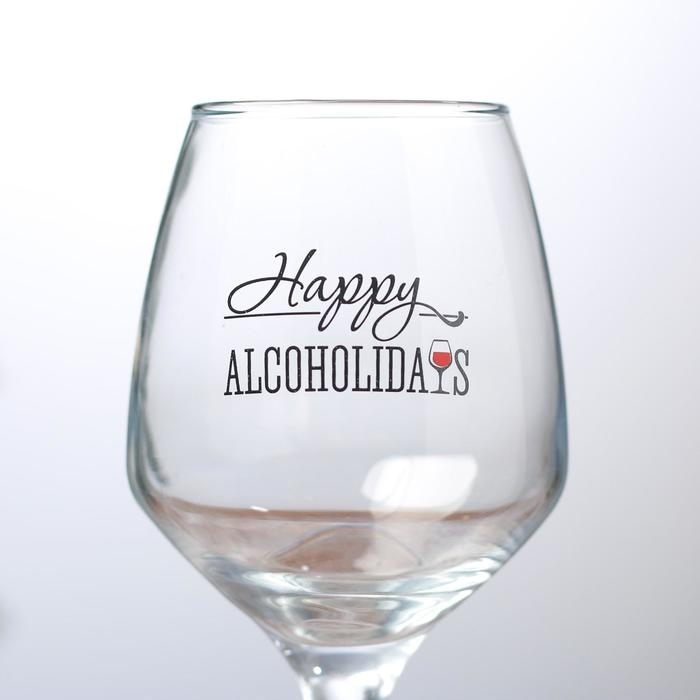 Бокал для вина &laquo;Алкохолидейс&raquo; 350 мл., деколь