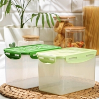 Контейнер пищевых Good & Good, с герметичной крышкой , 2,2 л, цвет прозрачный, крышка МИКС Контейнер пищевых Good & Good, с герметичной крышкой , 2,2 л, цвет прозрачный, крышка МИКС