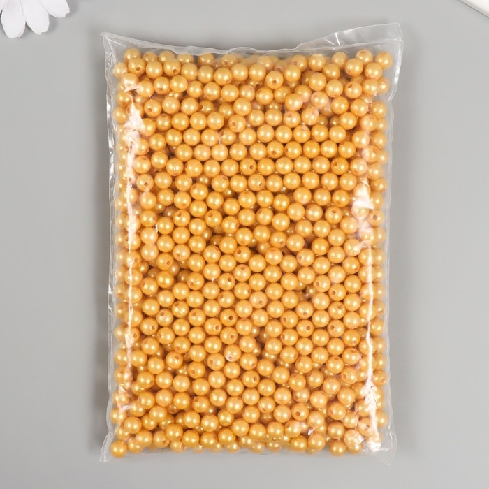 Набор бусин "Жемчуг" d 8 мм, 250 гр, светло-бежевый