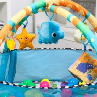 Развивающий коврик &laquo;Друзья Африки&raquo;, бортик, с дугами, голубой, 30 цв. шаров, р - р 77х76х0,5 см.