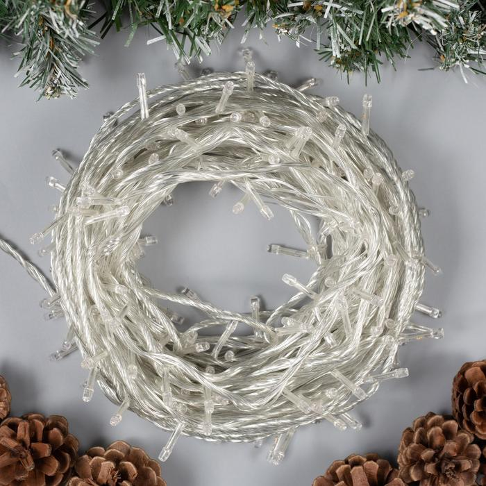 Гирлянда &laquo;Нить&raquo; 20 м, IP20, прозрачная нить, 200 LED, свечение жёлтое, 8 режимов, 220 В