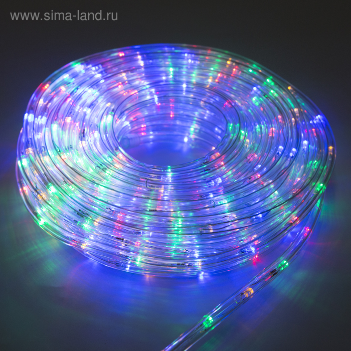 Световой шнур Luazon Lighting 10 мм, IP65, 20 м, 24 LED/м, 220 В, 8 режимов, свечение мульти Световой шнур Luazon Lighting 10 мм, IP65, 20 м, 24 LED/м, 220 В, 8 режимов, свечение мульти