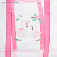 Сумка в роддом &laquo;Лебеди&raquo;, размер 50х31 см, до 10 кг., цвет прозрачный/розовый, Mum&Baby