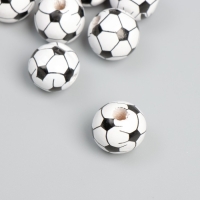 Бусина дерево для творчества "Футбольный мяч" d=1,6 см набор 10 шт