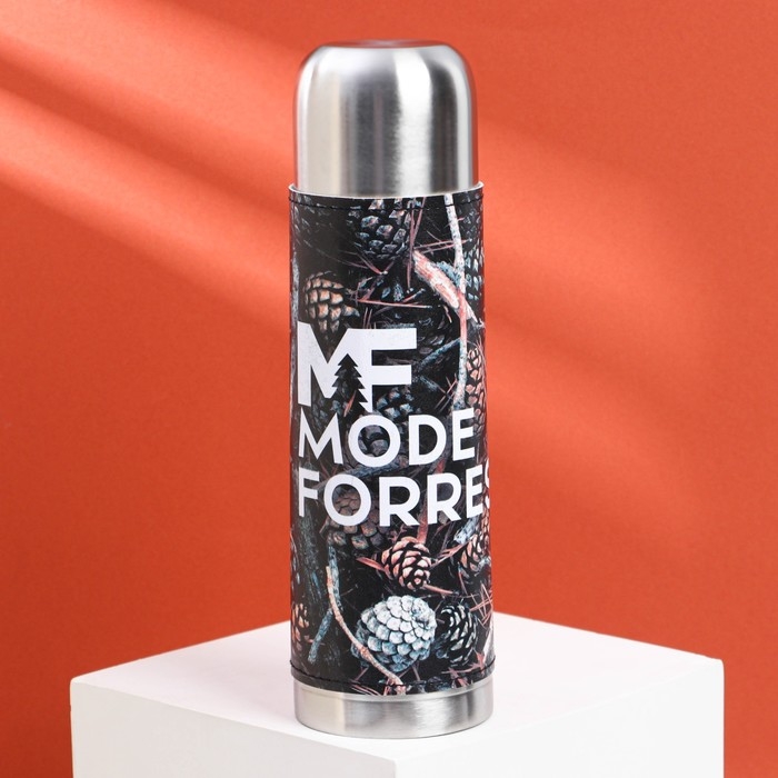 Термос &laquo;Шишки&raquo; в кожзаме, MODE FORREST, 750 мл, время сохранения тепла 16-18 ч