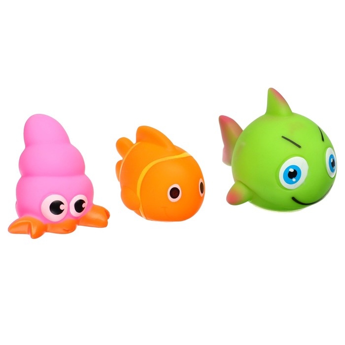 Набор резиновых игрушек для ванны &laquo;Пупс в ванне&raquo;, с пищалкой, 6 шт, цвет МИКС, Крошка Я