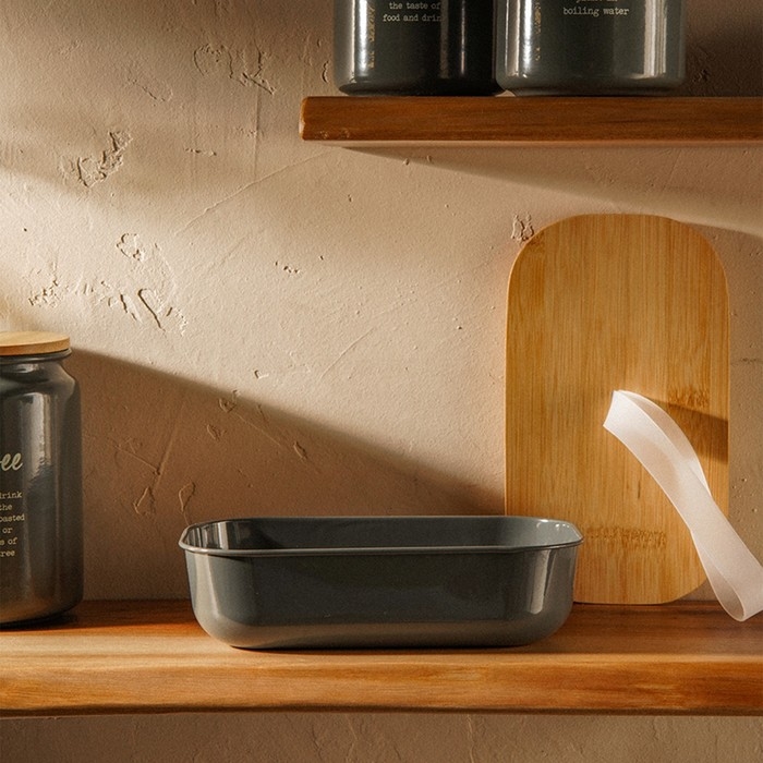 Контейнер для еды стальной SL Home, 21,5&times;12,5&times;6 см, с бамбуковой крышкой