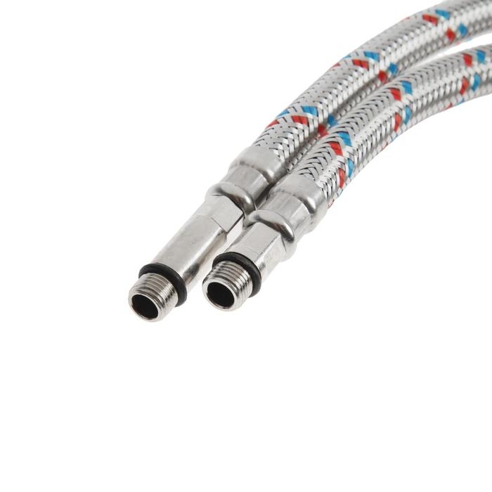 Подводка гибкая для смесителя Accoona A490-6, M10, 60 см, набор 2 шт, нержавеющая сталь