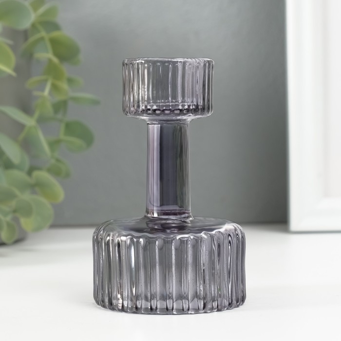 Подсвечник стекло на 1 свечу "Кубок" серый d=2,5 см 6х6х10 см