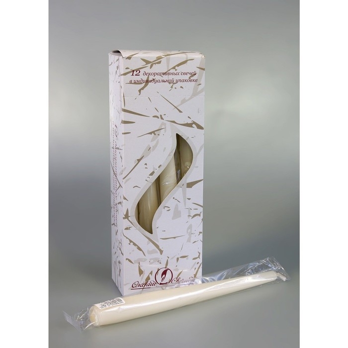 Свеча античная, 2,3х 24,5 см, 5 ч, 55 г, слоновая кость Свеча античная, 2,3х 24,5 см, 5 ч, 55 г, слоновая кость