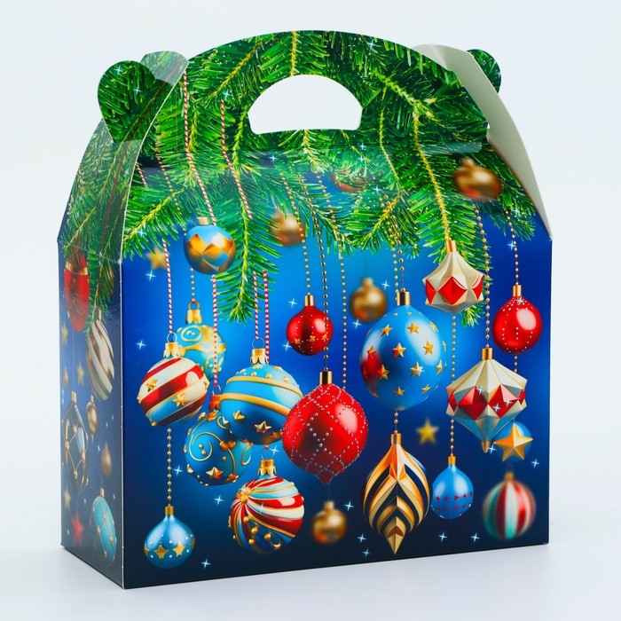 Новый год. Подарочная коробка Новогодняя Баул Новый год. Подарочная коробка Новогодняя Баул "Новогодние игрушки" 22 х 9 х 22 см.