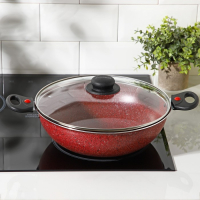 Казан, 4 л, d=28 см, стеклянная крышка, две съёмные ручки, цвет красный Казан, 4 л, d=28 см, стеклянная крышка, две съёмные ручки, цвет красный