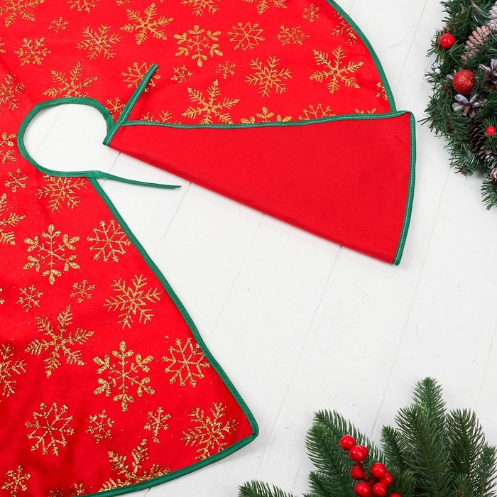 Полянка под ёлку Полянка под ёлку "Уютная сказка" снежинка голд, d-87 см, красный