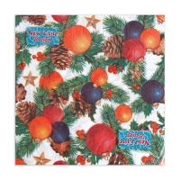 Новый год. Салфетки бумажные New Line Design «Шишки-шарики», 33х33 см, 3 слоя Новый год. Салфетки бумажные New Line Design «Шишки-шарики», 33х33 см, 3 слоя