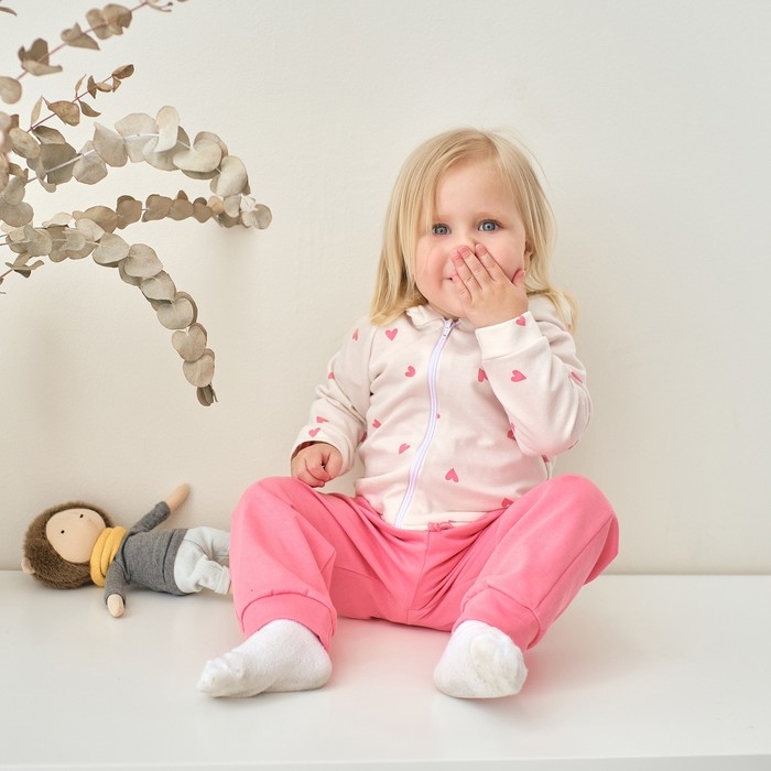 Комплект: худи и брюки Крошка Я &laquo;Зайчик&raquo;, рост 86-92 см, цвет бежевый/розовый