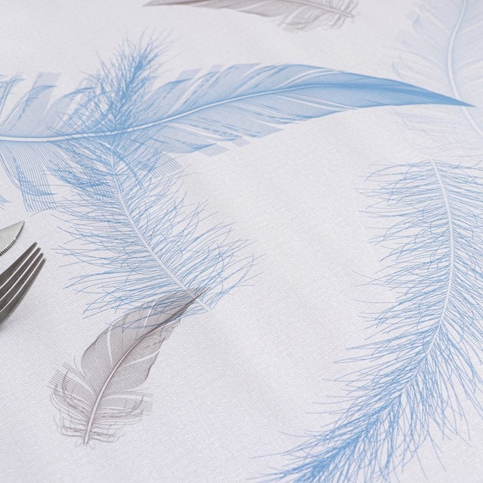 Клеёнка на стол на тканевой основе &laquo;Перья&raquo;, ширина 137 см, рулон 20 метров, толщина 0,25 мм, цвет серый