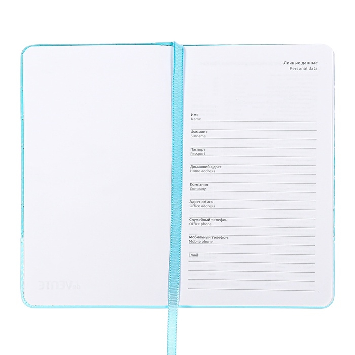 Планинг карманный недатированный, 80 листов, 100х170 мм, deVENTE.Tailor, твердая обложка кожзам с поролоном, хлястик, ляссе, блок 70%, голубой