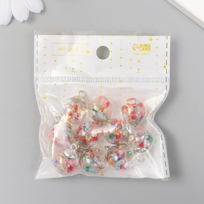 Подвеска декоративная для творчества стекло "Шар - камешки"разноцветная d=1,6см набор 10 шт