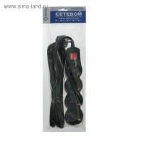 Сетевой фильтр 5bites SP4B-150 4S, 4 розетки, 5 м, 10 А, 3х0.75 мм2, с з/к, с выкл.,черный