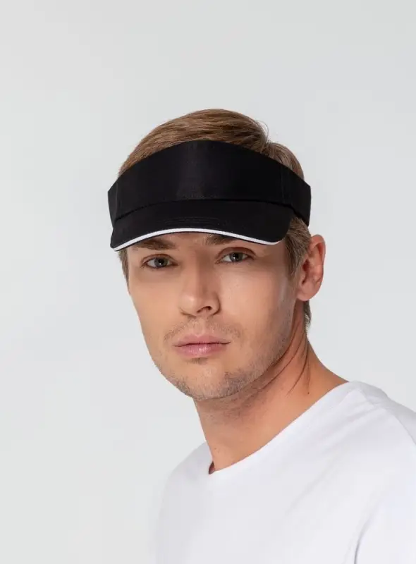 Козырек Active, черный с белым кантом Козырек Active, черный с белым кантом