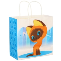 Пакет подарочный, 22х22х11 см, крафт, упаковка, Котёнок Гав Пакет подарочный, 22х22х11 см, крафт, упаковка, Котёнок Гав