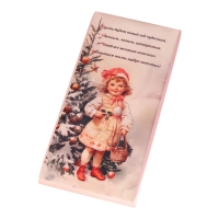 Новый год. Кондитерская плитка "С Новым годом и рождеством" ретро, девочка с корзинкой, 100 г Новый год. Кондитерская плитка "С Новым годом и рождеством" ретро, девочка с корзинкой, 100 г