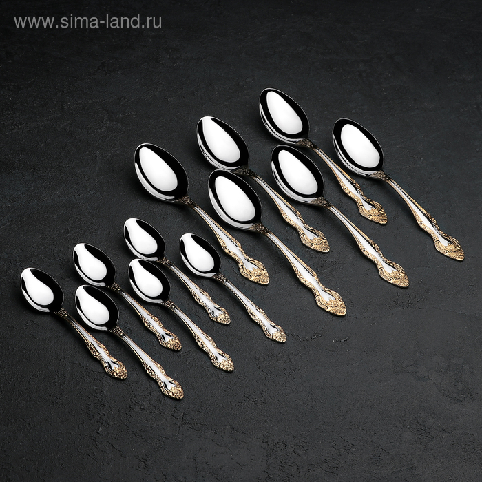 Набор столовых приборов &laquo;Тройка&raquo;, 18 предметов, толщина 2 мм, локальное нитрид-титановое покрытие