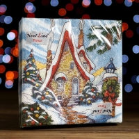 Новый год. Салфетки бумажные New Line FRESCO Зимний домик 2 слоя 20 листов