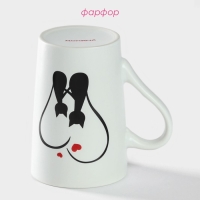 Кружка фарфоровая Доляна &laquo;Влюблённые коты&raquo;, 380 мл, цвет белый