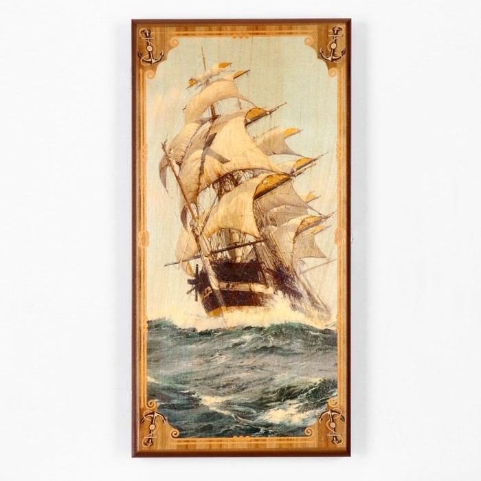 Нарды деревянные большие, настольная игра Нарды деревянные большие, настольная игра "Морские", 50 х 50 см, с шашками