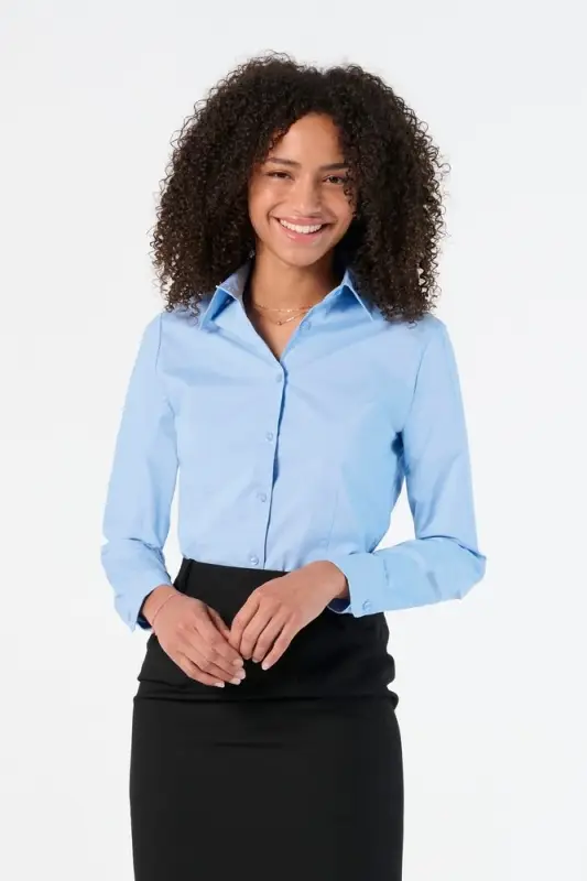 Рубашка женская с длинным рукавом Eden 140 голубая, размер XL