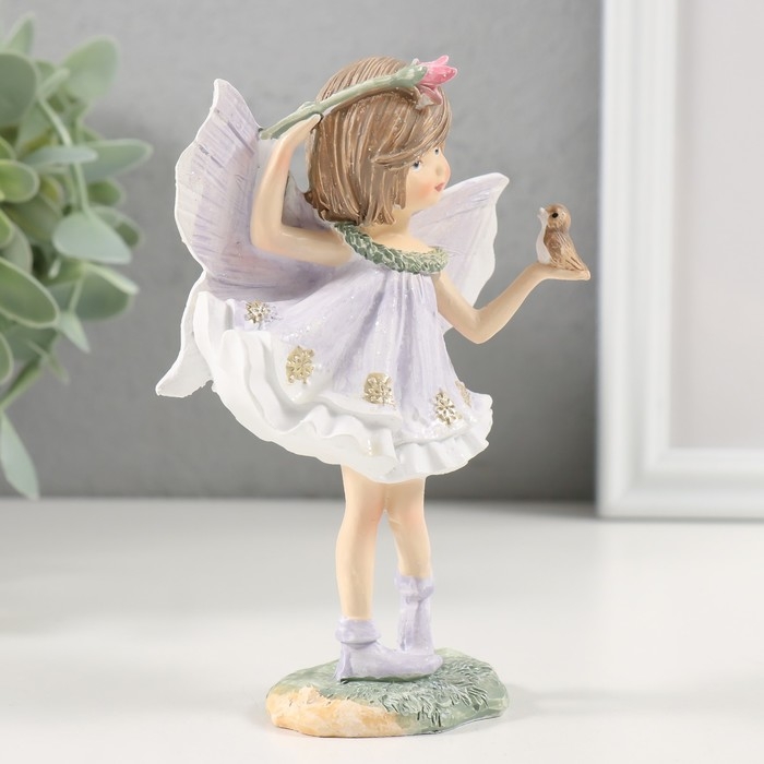 Сувенир полистоун "Малышка в белом с крылышками" 8,5х5х13 см
