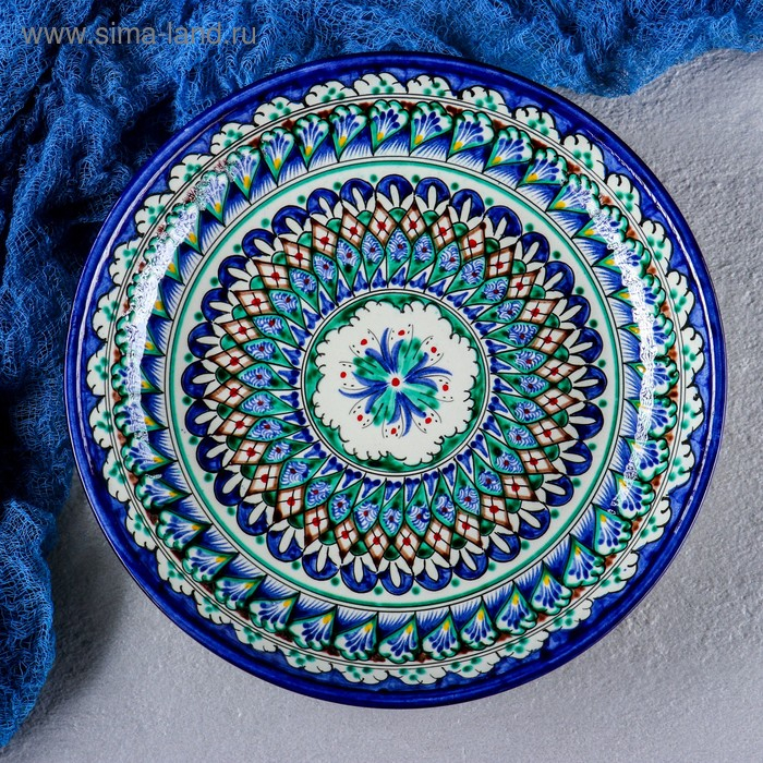 Ляган Риштанская Керамика Ляган Риштанская Керамика "Узоры", 25 см, синий микс