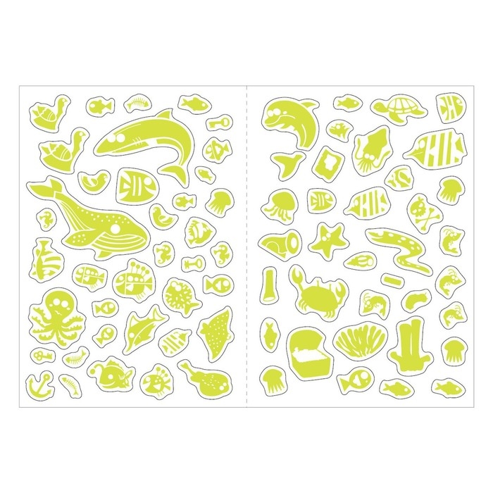 Книга &laquo;Морские глубины&raquo;, 70 наклеек, со светящимися наклейками, 4 стр.