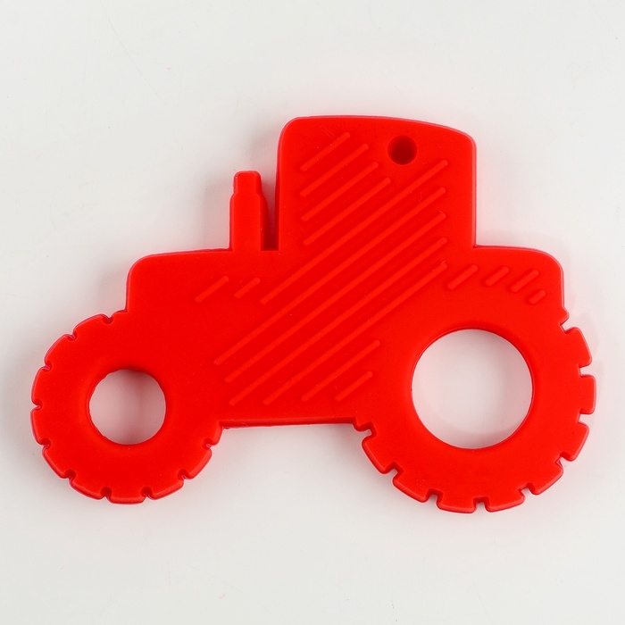 Прорезыватель силиконовый для зубов «Трактор», цвет красный Прорезыватель силиконовый для зубов «Трактор», цвет красный