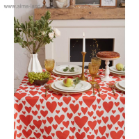 Скатерть "Этель" Red hearts 149х220см, 100% хлопок, саржа 190 г/м2 Скатерть "Этель" Red hearts 149х220см, 100% хлопок, саржа 190 г/м2