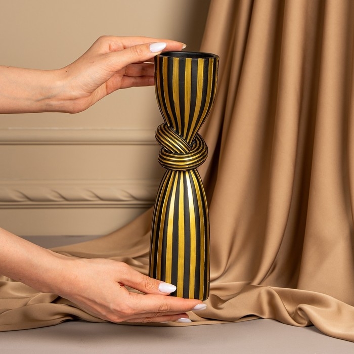 Подсвечник для одной свечи &laquo;Узел&raquo;, цвет черно-золотой 29,5 х 7,5 х 7,5 см