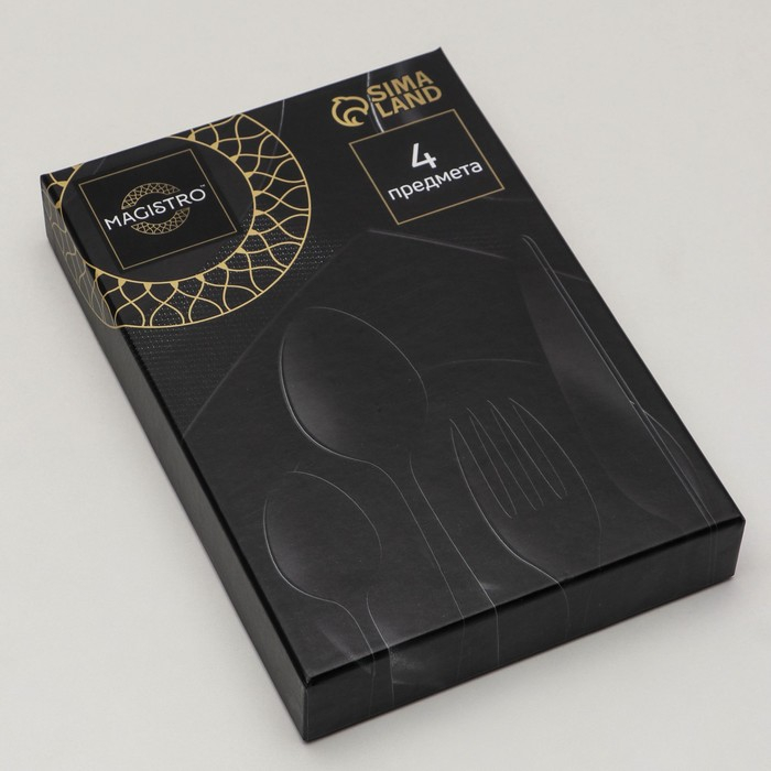 Столовые приборы из нержавеющей стали Magistro Giant, 4 предмета, цвет золотой Столовые приборы из нержавеющей стали Magistro Giant, 4 предмета, цвет золотой