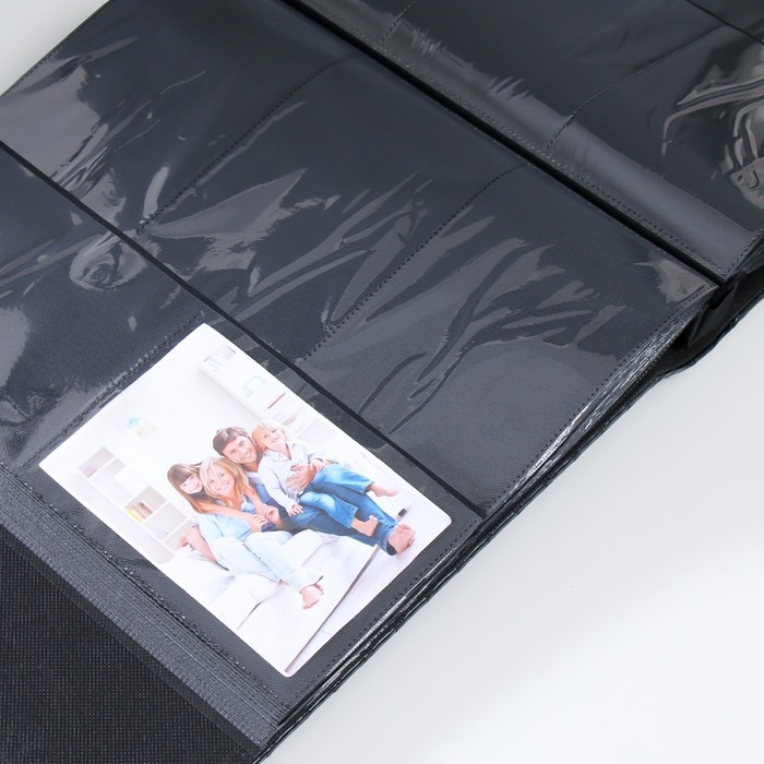 Фотоальбом на 600 фото 10х15 "Каретная стяжка" кожзам, чёрный 33,5х34,5х5,5 см