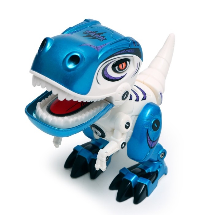 Робот &laquo;Динозавр Динобот&raquo;, интерактивный: реагирует на касания, световые и звуковые эффекты, на батарейках, белый