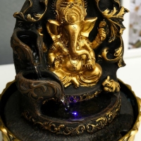 Фонтан настольный от сети, подсветка "Золотой Ганеша на ажурном троне" 28х20,5х20,5 см Фонтан настольный от сети, подсветка "Золотой Ганеша на ажурном троне" 28х20,5х20,5 см