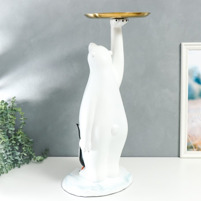 Сувенир полистоун подставка "Белый медведь и пингвин" 69х26х32 см