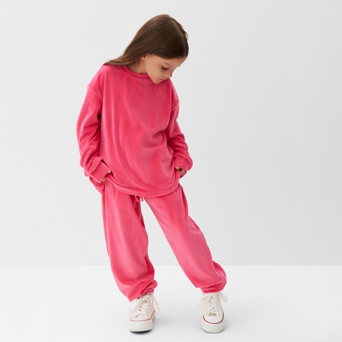 Костюм детский (свитшот, брюки) KAFTAN Plushy р.36 (134-140), фуксия