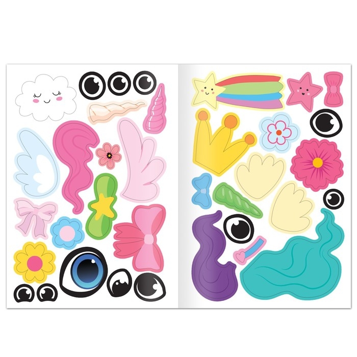 Книга с наклейками &laquo;Поняшки и милашки. Создай свою милашку&raquo;, 12 стр., 68 наклеек