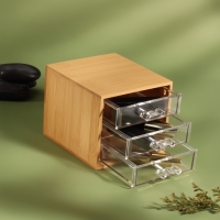 Органайзер для хранения «BAMBOO», 3 ящика, 14×12×11.5 см, в коробке, коричневый Органайзер для хранения «BAMBOO», 3 ящика, 14×12×11.5 см, в коробке, коричневый