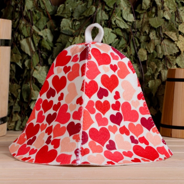 Шапка для бани Шапка для бани "Сердечки"