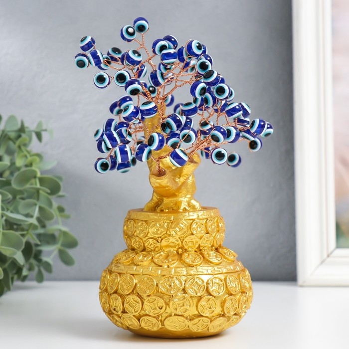 Сувенир бонсай Сувенир бонсай "Денежное дерево в золотом горшке" 96 глазков 20х9х17 см