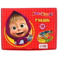 Гуашь 12 цветов по 20 мл, «Маша и Медведь», карамельная Гуашь 12 цветов по 20 мл, «Маша и Медведь», карамельная